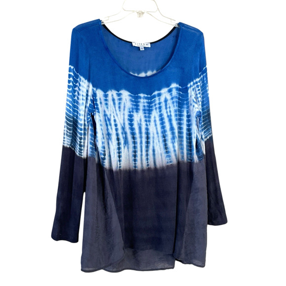 CITRON SANTA MONICA Women's Size XL Blue Black Tie Dye Long Sleeve Pullover Top - Picture 6 of 6